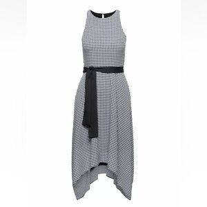 Banana Republic Gingham Racer-Neck Fit-and-Flare Dress